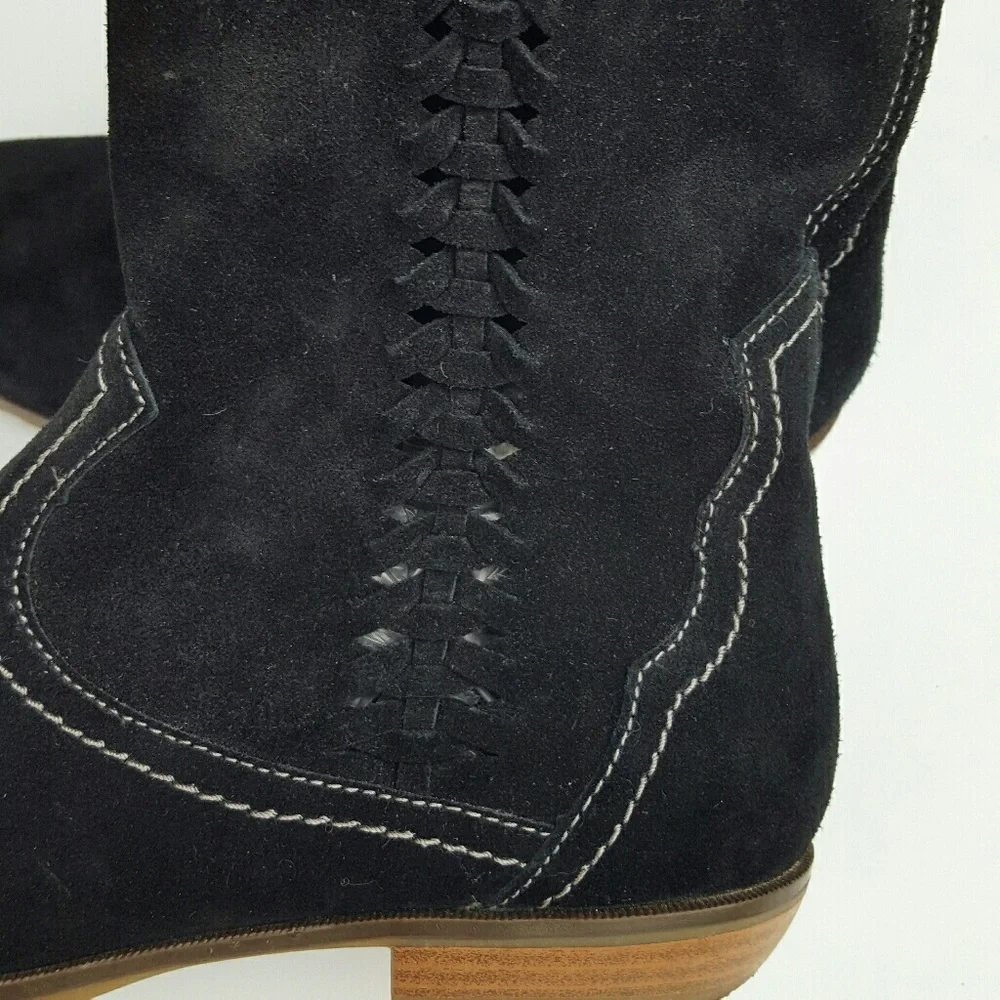 Vintage Sporto Suede Braided Booties in Black